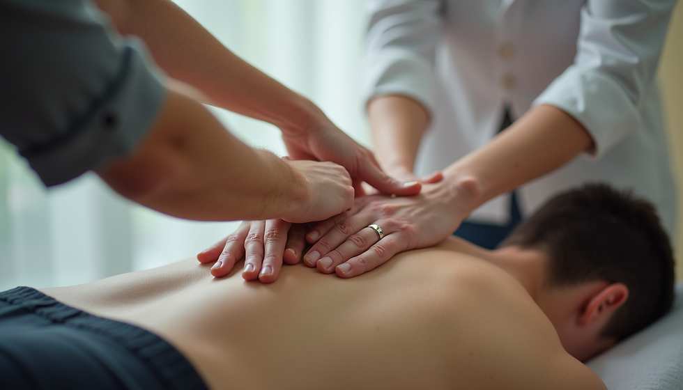 Chiropractor performing a detailed spine assessment