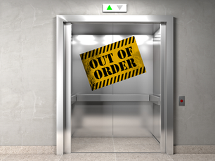 Elevator with "Out of Order" sign