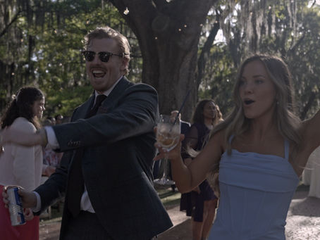 Couple sharing first dance at an intimate Charleston wedding reception  