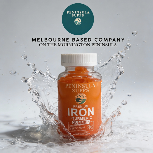 Peninsula Supps Iron + Turmeric Gummies bottle
