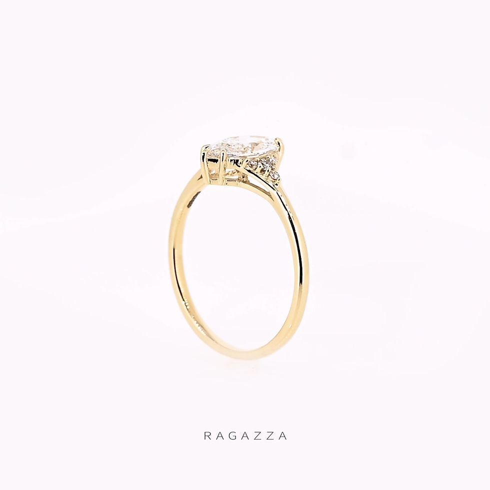 縮圖：輕奢馬眼形18K戒指培育伴鑽托