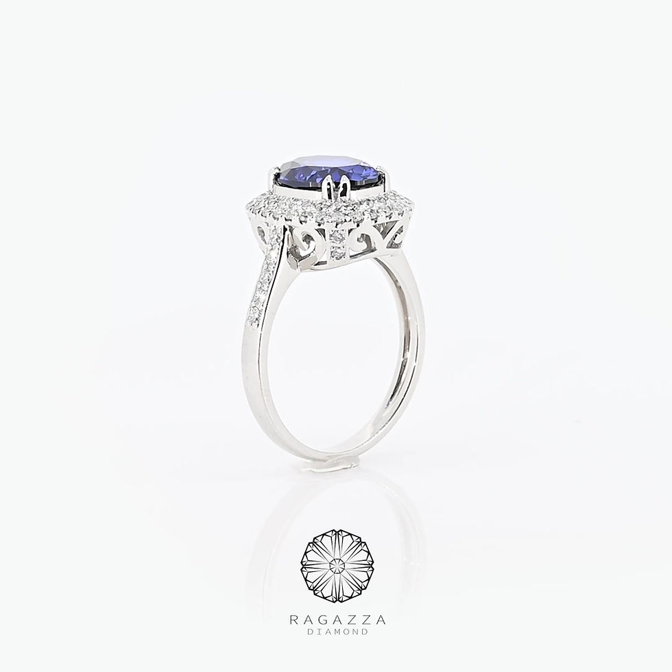 Thumbnail: Oval lab-grown sapphire ring 3.3ctw