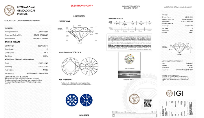 lab grown diamond IGI certificate