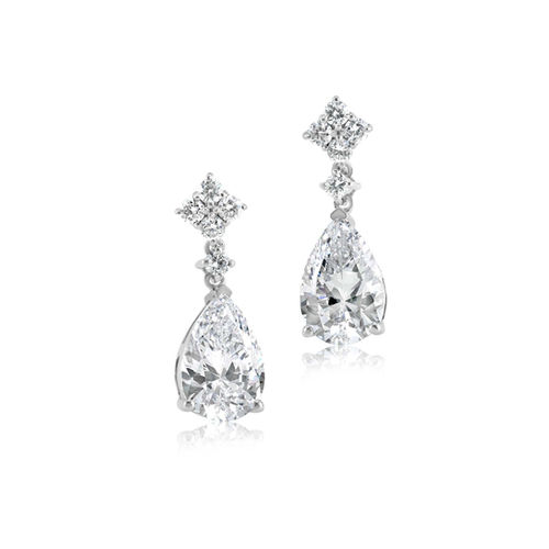 RAGAZZA pear-shaped lab-grown diamond drop earrings with floral diamond details, model 600829