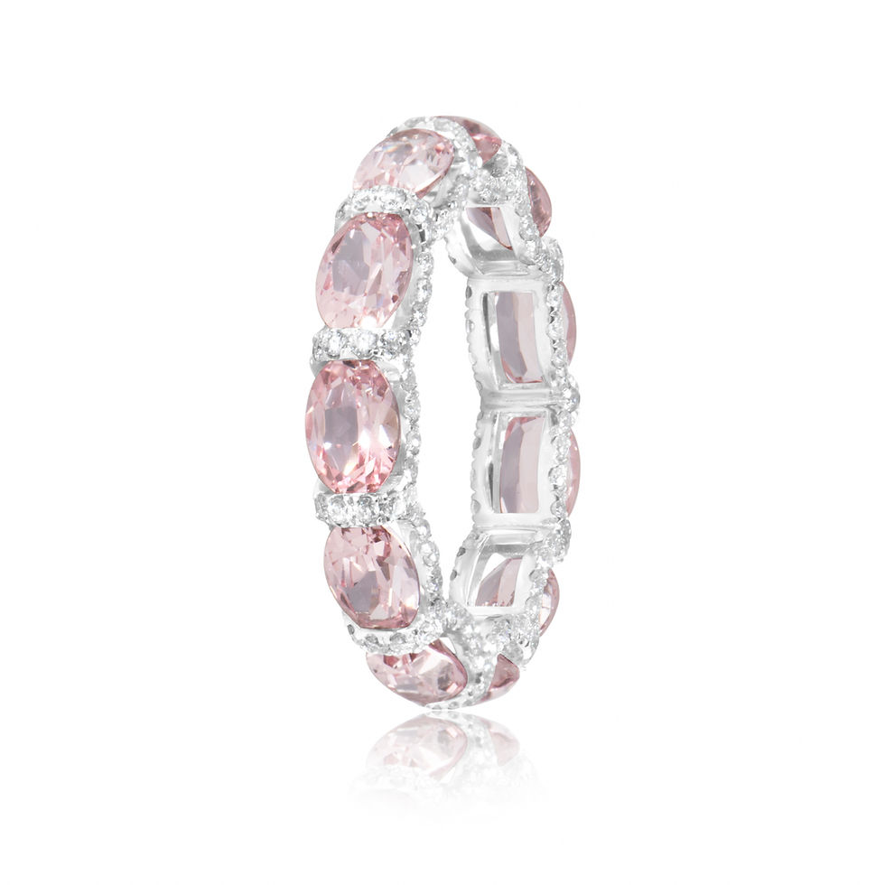Thumbnail: Oval Lab-Grown Morganite Full Eternity Band | Morganite Ring
