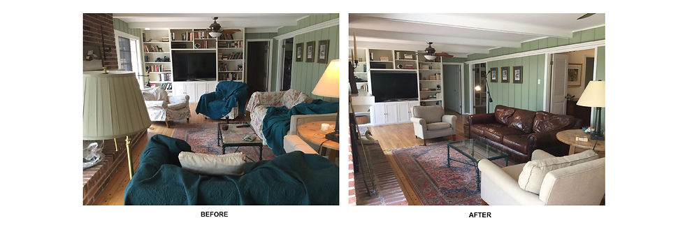 before & after living room staged