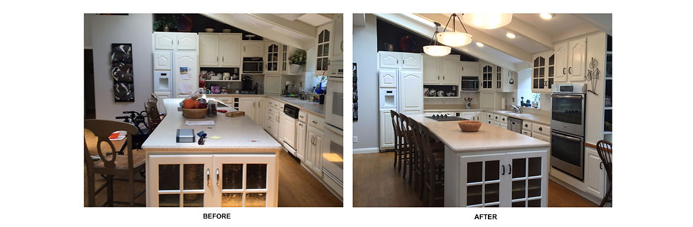 before & after kitchen island staged