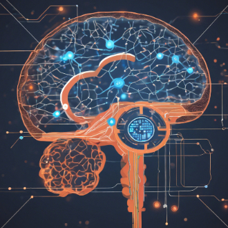 Illustrate the brain of a Parkinson’s Disease patient, highlighting specific areas affected by the condition. In the background, include visual elements representing advanced AI technology, such as neural networks and data analytics graphics, to show the connection between AI and medical diagnosis.