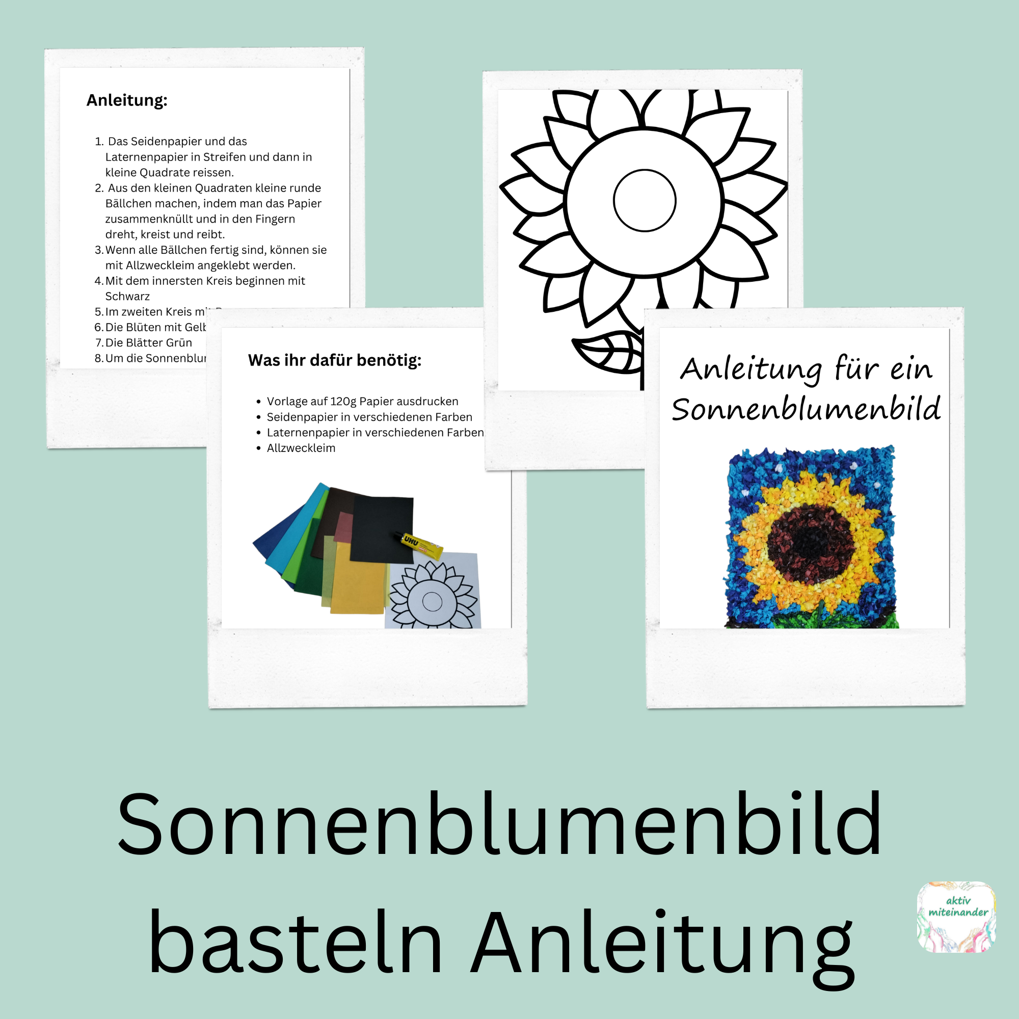 Sonnenblumenbild basteln Anleitung