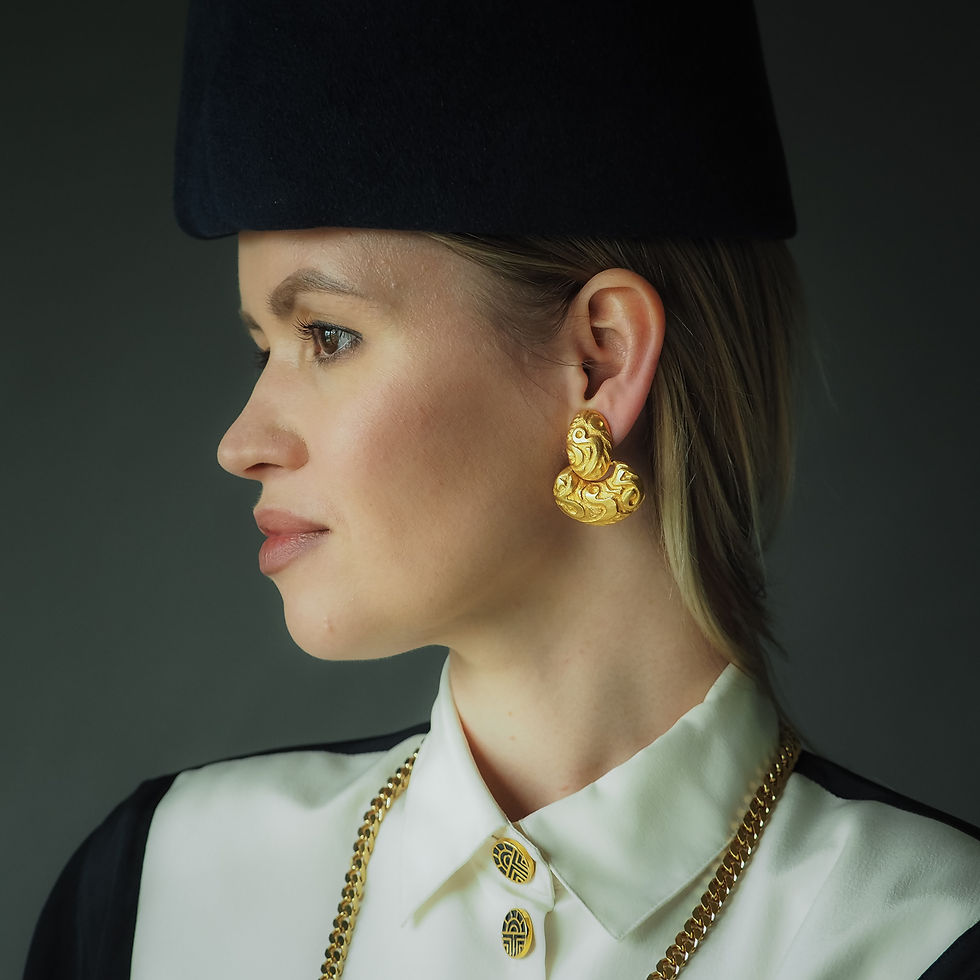 Thumbnail: CLARA STUDIO for ASYMMETRY 1984 vintage clip on earrings