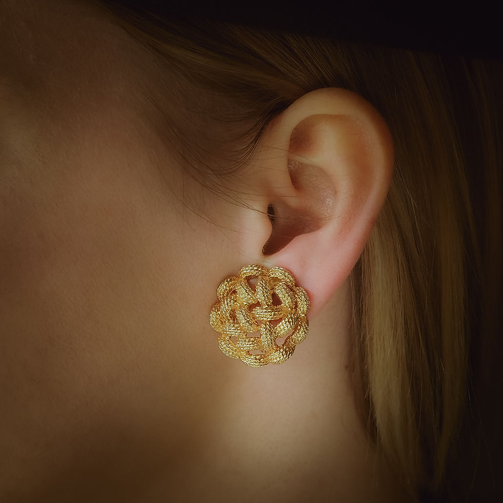 Thumbnail: MONET gold tone knotted round clip on earrings