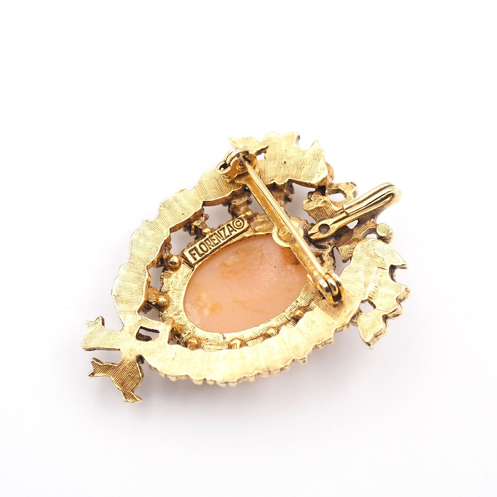 Thumbnail: FLORENZA vintage cameo brooch