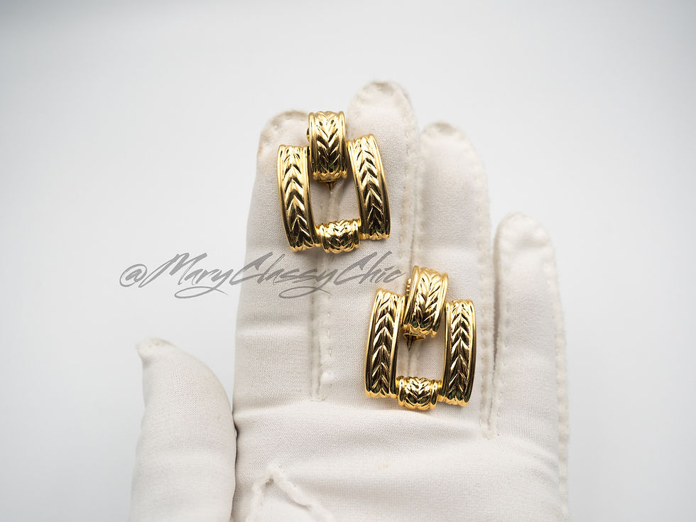 Thumbnail: Knocker style gold tone clip on earrings