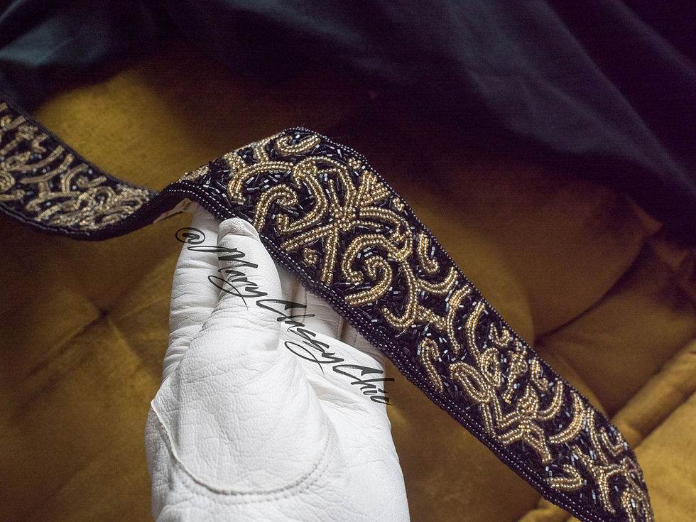 Thumbnail: Black silk beaded vintage belt