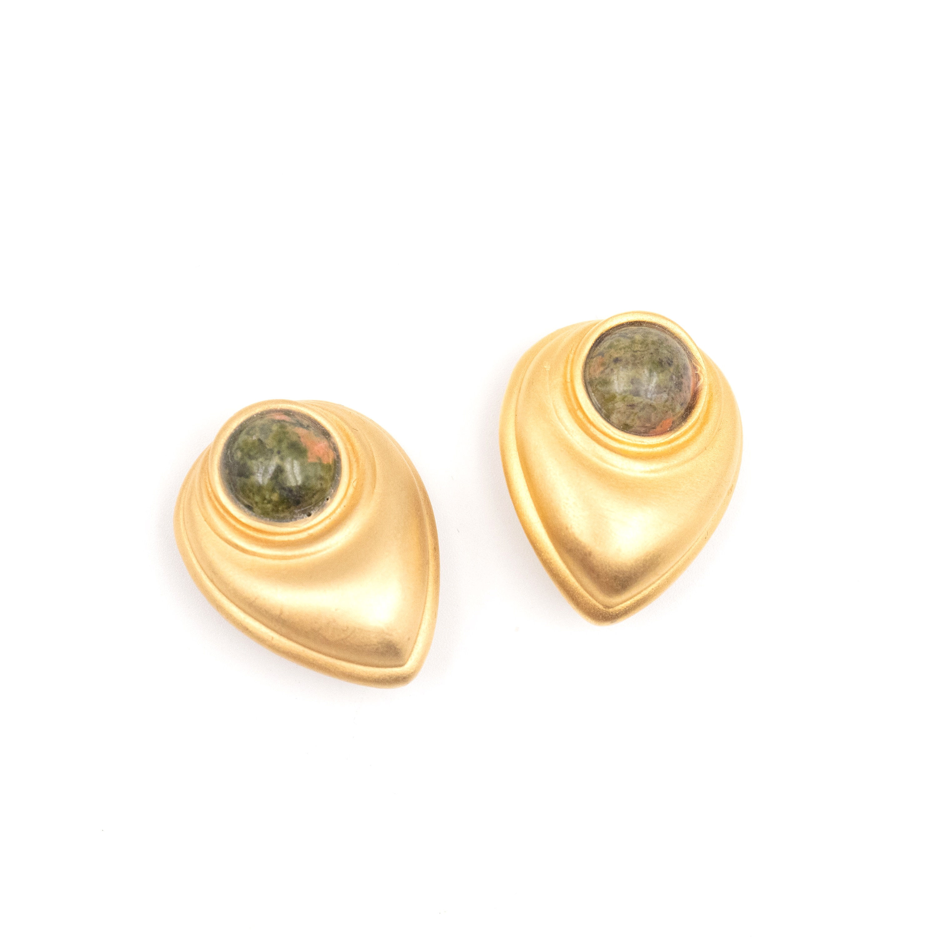 ANN TAYLOR vintage clip on earrings with jasper cabochon
