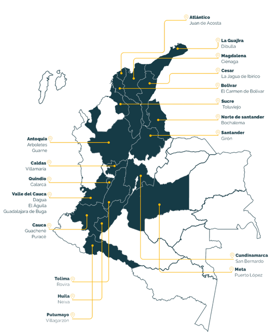 mapa presencia en Colombia