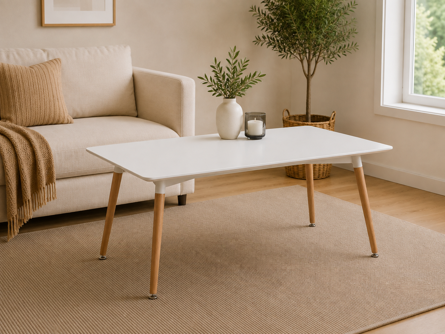 Mesa de comedor rectangular blanca NORDIC