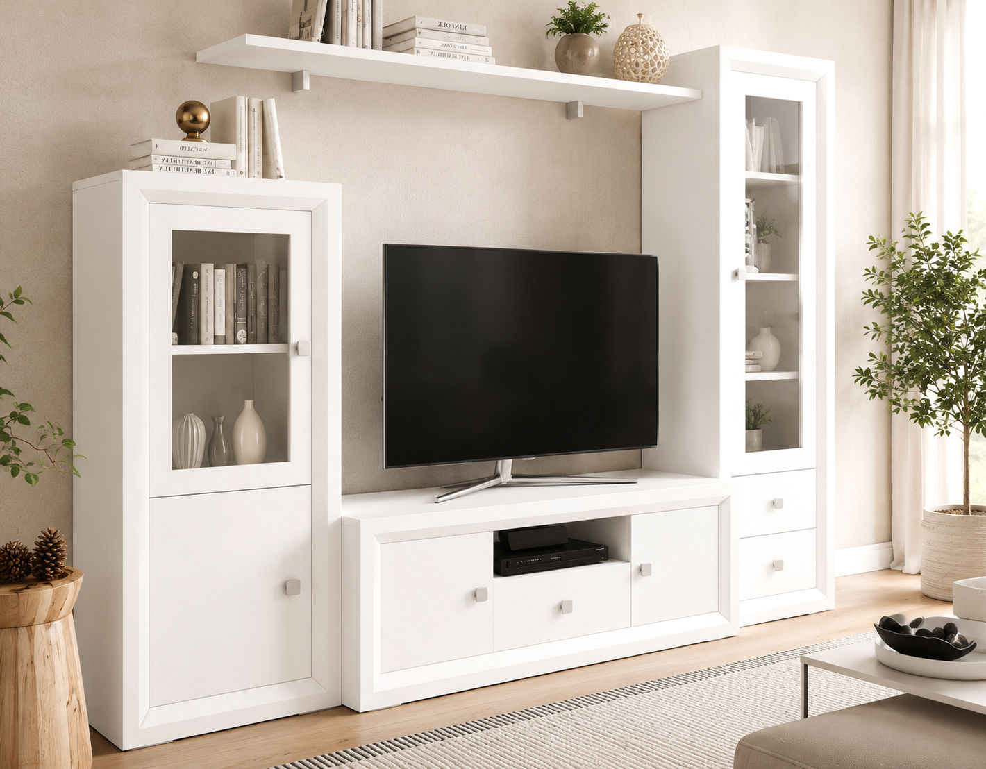 Mueble de TV extra largo BALI de 167 cm en color blanco