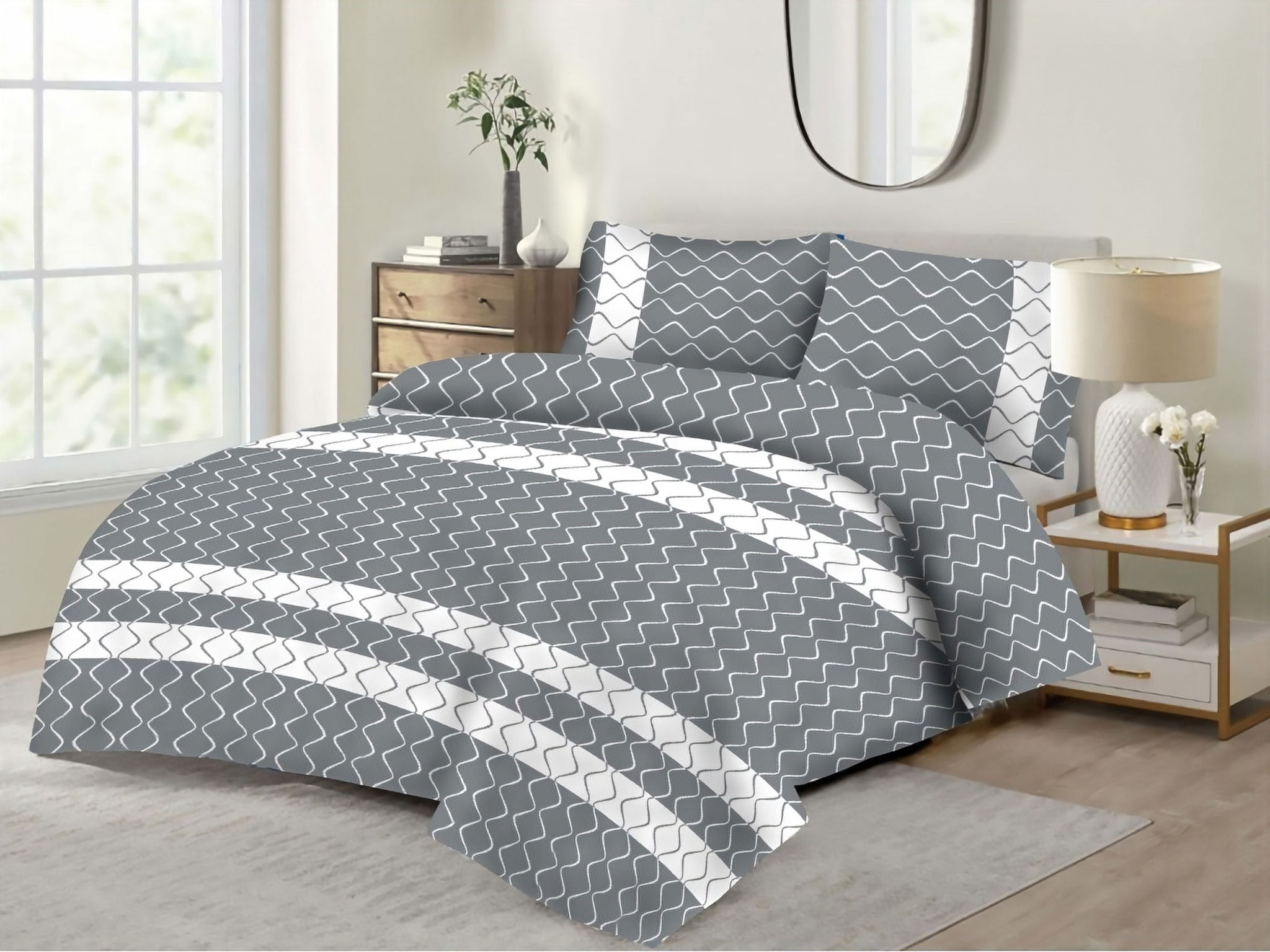 Grey Lux Duvet Cover set with matching pillow case