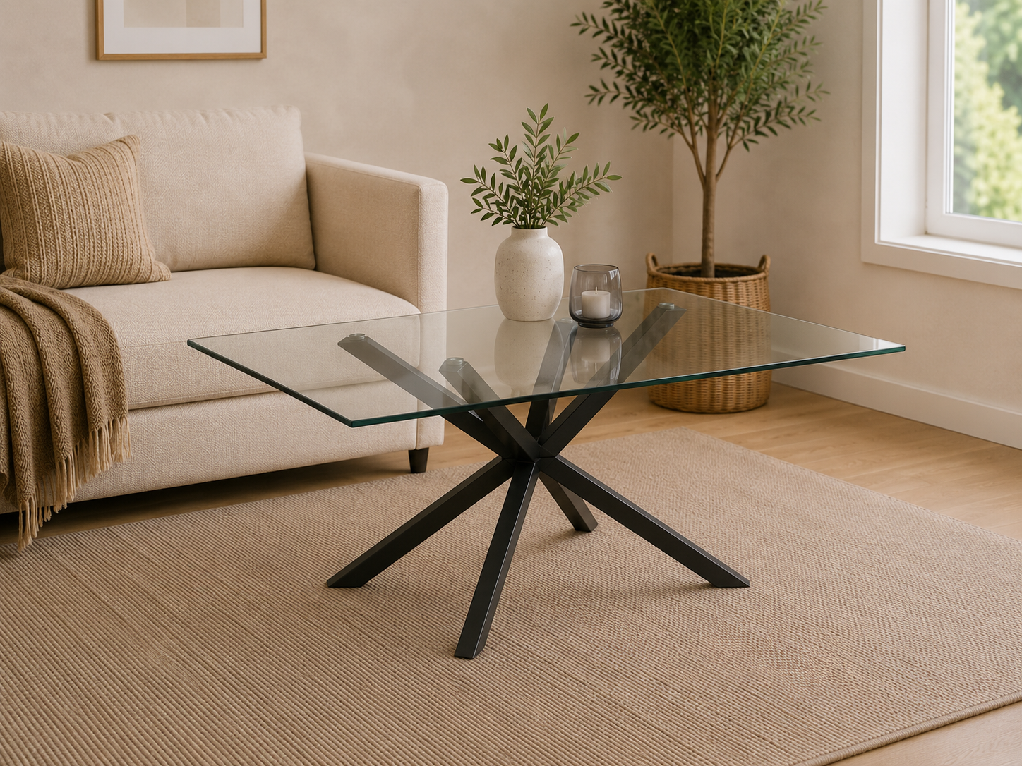 MAYA Rectangular Dining Table (Black & Glass)