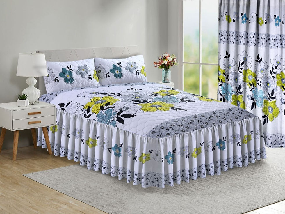 Grey "Manna" Fitted Bedspread on bed