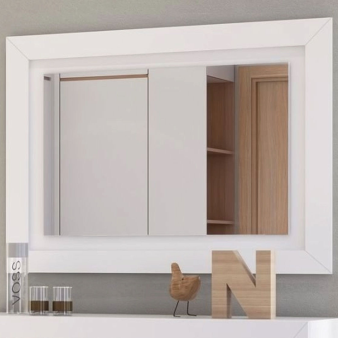 Suiza Square Mirror In White