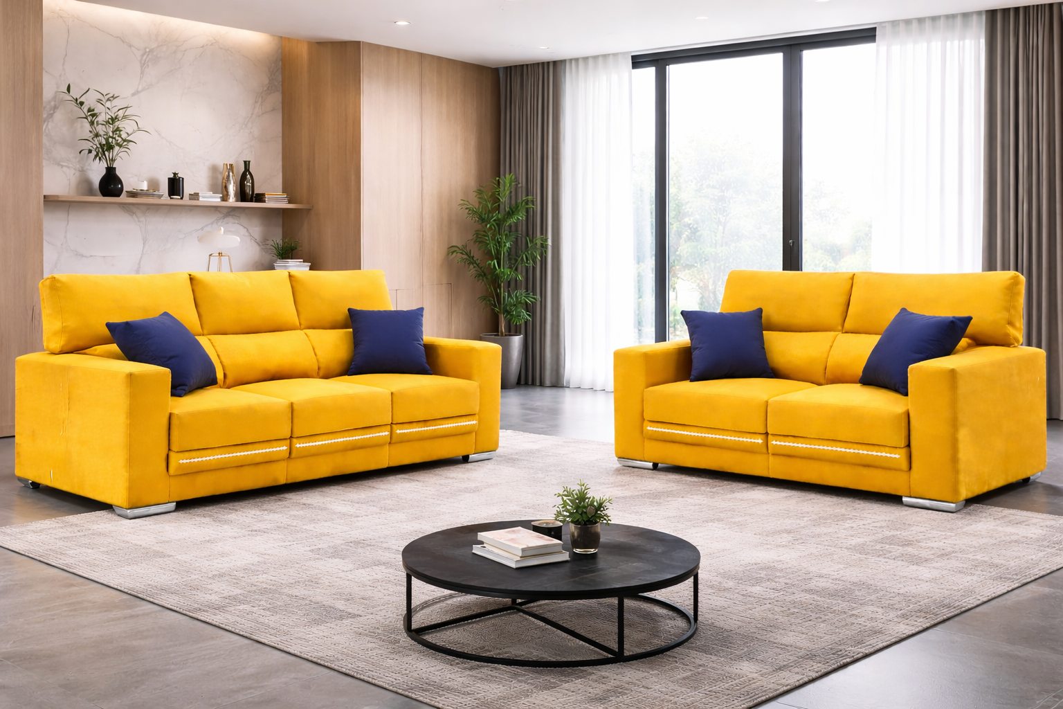 Sofá de tela Holanda de 3 plazas y 2 plazas