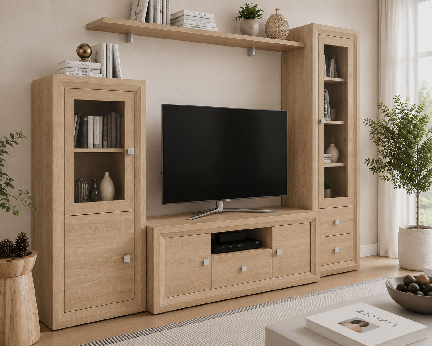Mueble de TV extra largo BALI de 167 cm en roble