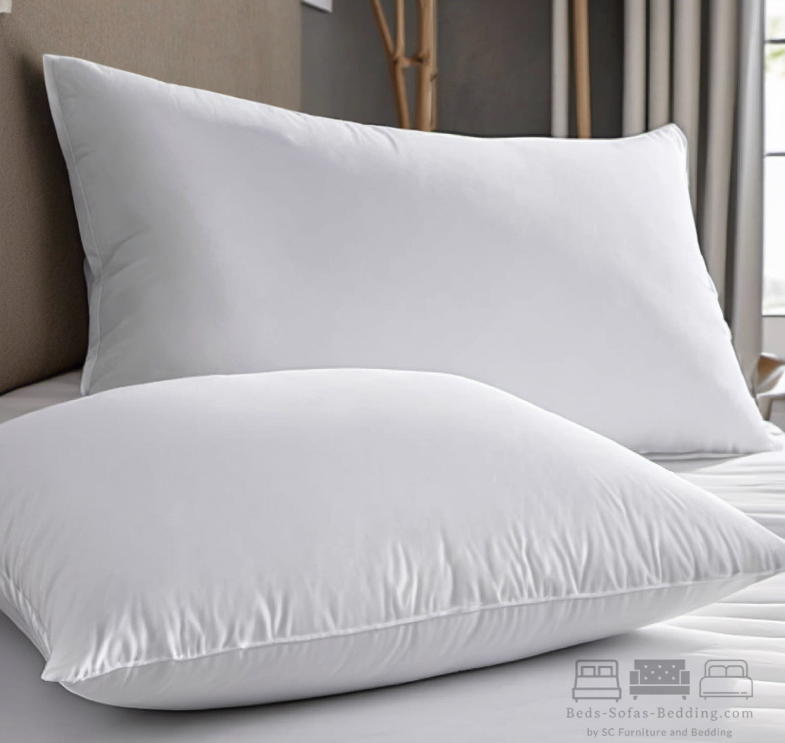 2 Super Soft Microfiber Pillows On A Bed: Luxurious Comfort for a Restful Sleep