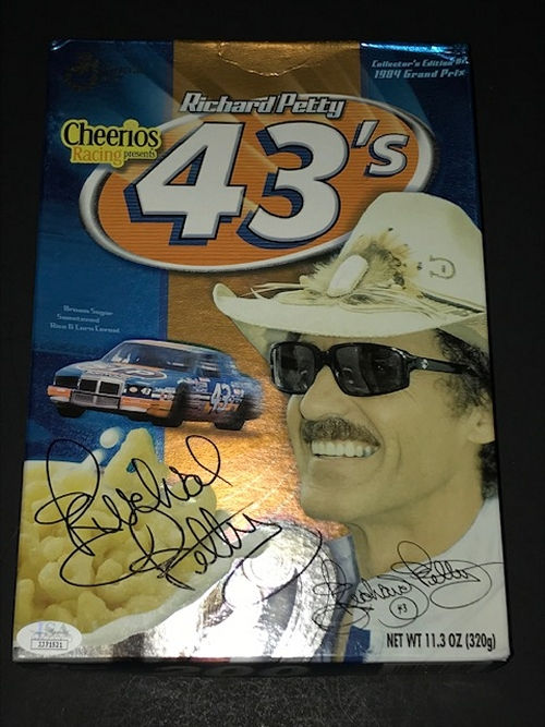 Thumbnail: NASCAR Richard Petty Autographed Cheerios Number 43 Collectible Cereal Box (JSA)