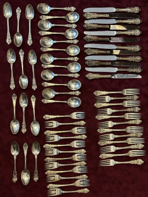 Thumbnail: Wallace Sterling Sir Christopher Flatware 5 Piece Set 12 Place Setting (60pieces