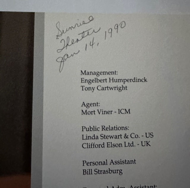 Thumbnail: Engelbert Humperdinck Autographed Tour Program (JSA)