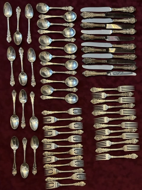 Thumbnail: Wallace Sterling Sir Christopher Flatware 5 Piece Set 12 Place Setting (60pieces