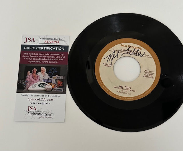Thumbnail: Mel Tillis Autographed 45 Record with JSA Certificate