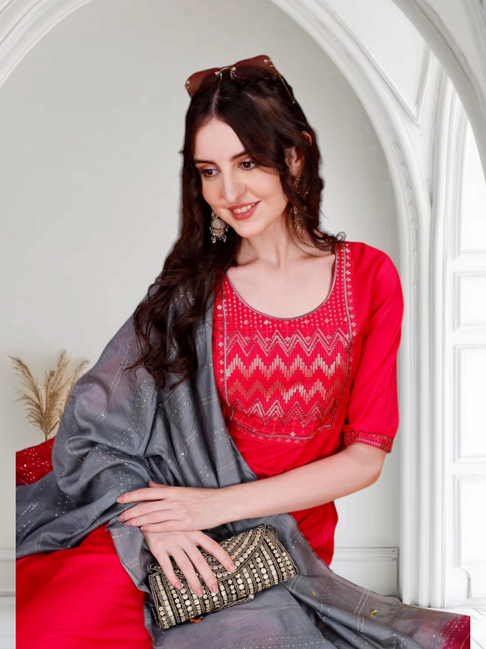 Thumbnail: Cotton Blend Embroidery Kurta Set