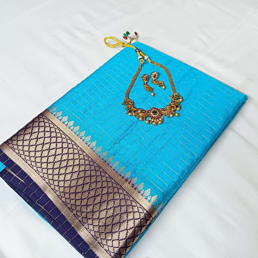 Thumbnail: Semi Crepe Saree + Beautiful Imitation Gold Plated Matte Finish Chocker Combo
