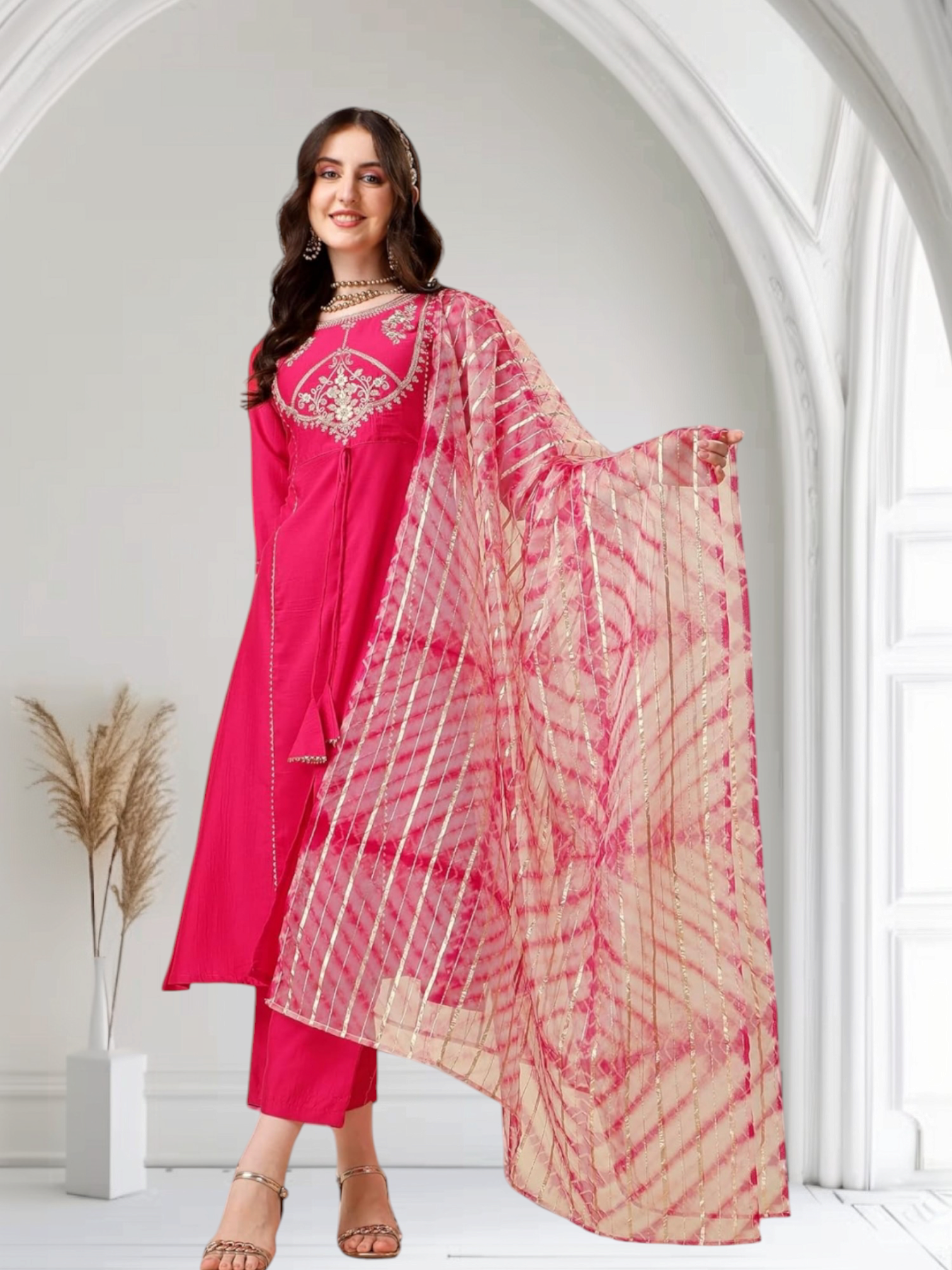 Cotton Blend Embroidery Kurta Set