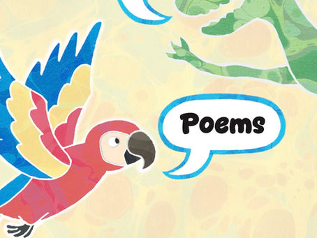 Cover of Chatting Poems zine, a children's poetry zine with marbled illustrations