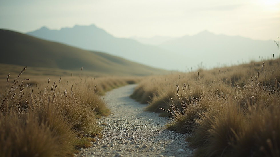 Close-up view of a serene landscape with a winding path
