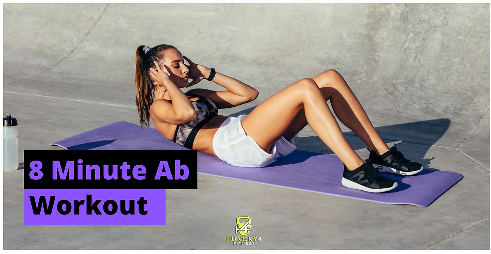 A woman completing an 8 minute ab workout to improve muscle definition and fat loss.