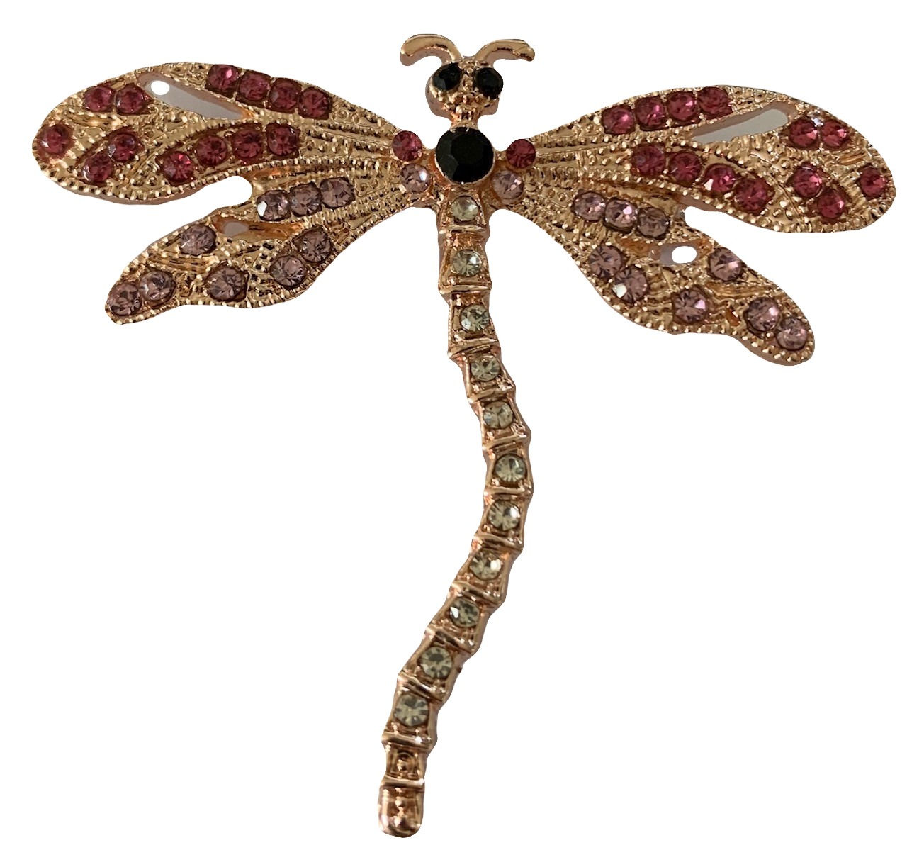 Pink Dragonfly Crystal Brooch