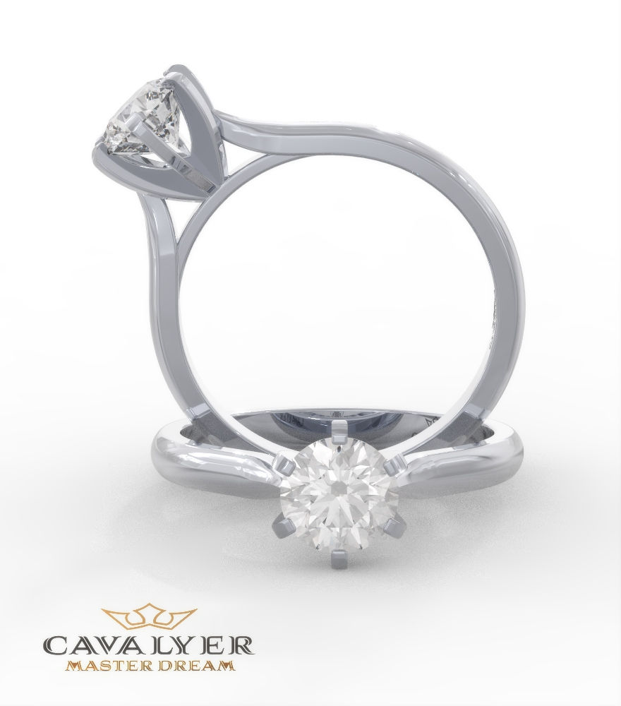 טבעת סוליטר בשילוב אבני צד  CLS12