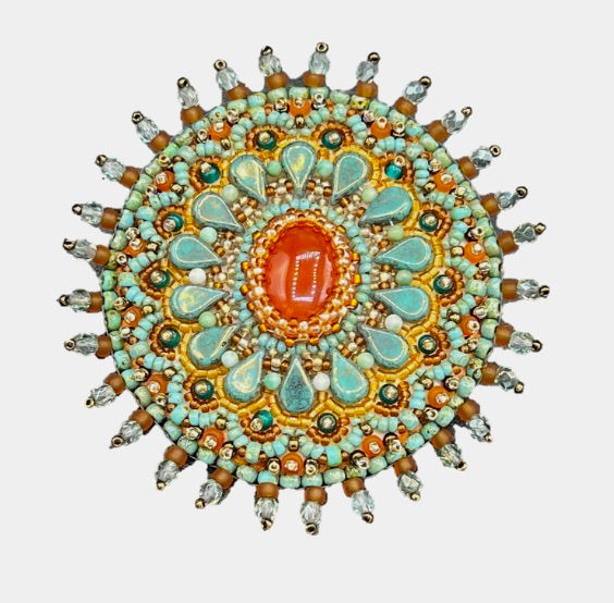 Aqua and Cornelian Brooch