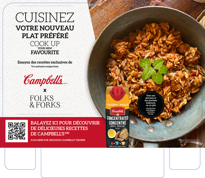 Campbell's and Folks & Forks display header card (bilingual)
