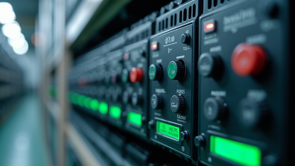 Eye-level view of a PLC system with labelled components