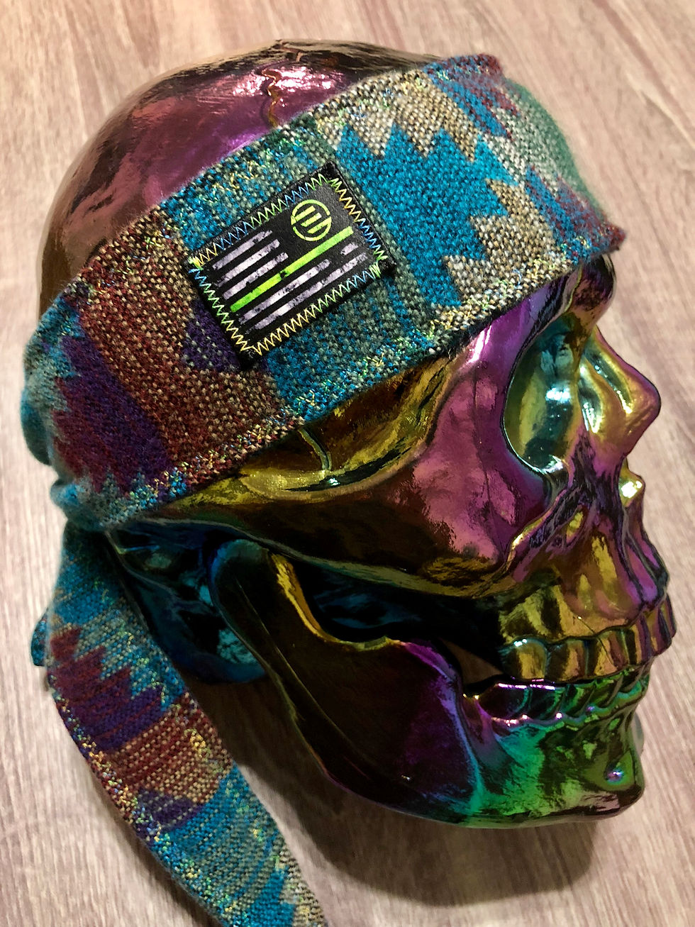 Thumbnail: Empirical Paintball - Aztec Blue Sweater Headband - Blue/Green Stitching - Right