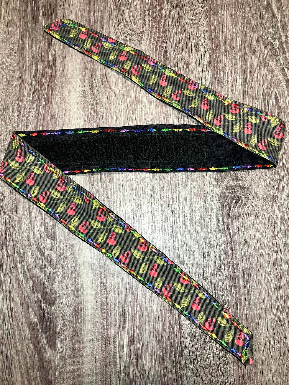 Thumbnail: Red Skull Leaf Headband - 🌈 Rainbow Stitching