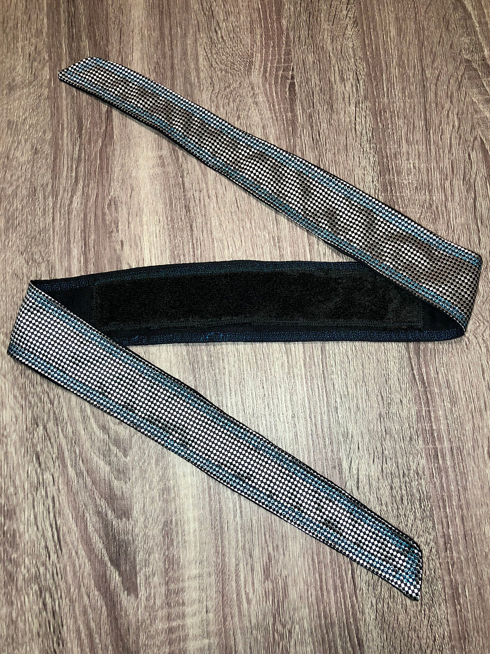 Thumbnail: Diamond Black Headband - Blue Stitching