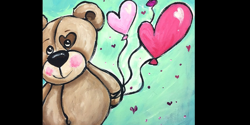 TEDDY-GRAM (family paint class) - acrylic on canvas painting