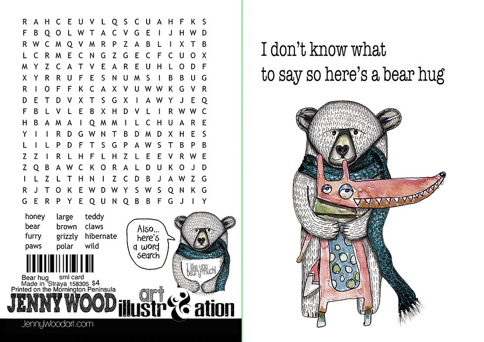 Thumbnail: Bear hug sml card (wholesale)
